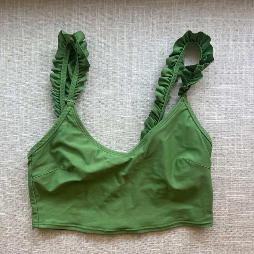 Aerie Green Ruffle Bikini Top | Size xxs
